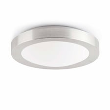 Logos 1 Light Small Round Bathroom Flush Ceiling Light Aluminium, White IP44, E27