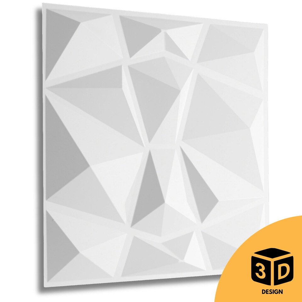 image 1 of NOVECRAFTO Geometric Diamond 3D Wall Panels – 6 Sheets Covering 1.5 sqm (16.15 sqft) – Matte PVC Cladding Panels 50x50cm Diamond Design | Black