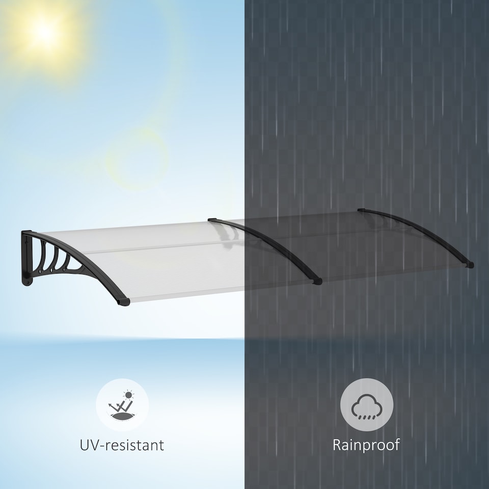 image 1 of Outsunny Outdoor Curved Window Porch Canopy Awning UV Rain Cover 0.8x2m Clear | Clear | Clear | 1
