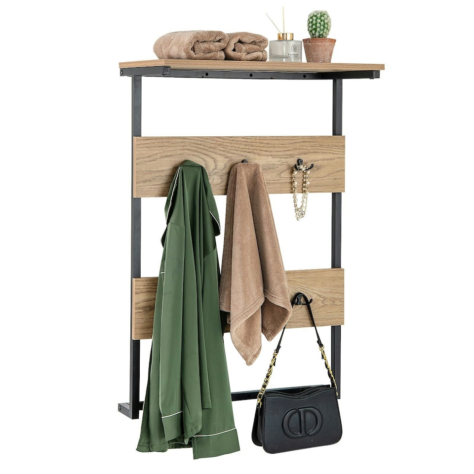 image 1 of COSTWAY Entryway Coat Rack Wall Mounted Coat Rack w/6 Hooks N/A | One Size