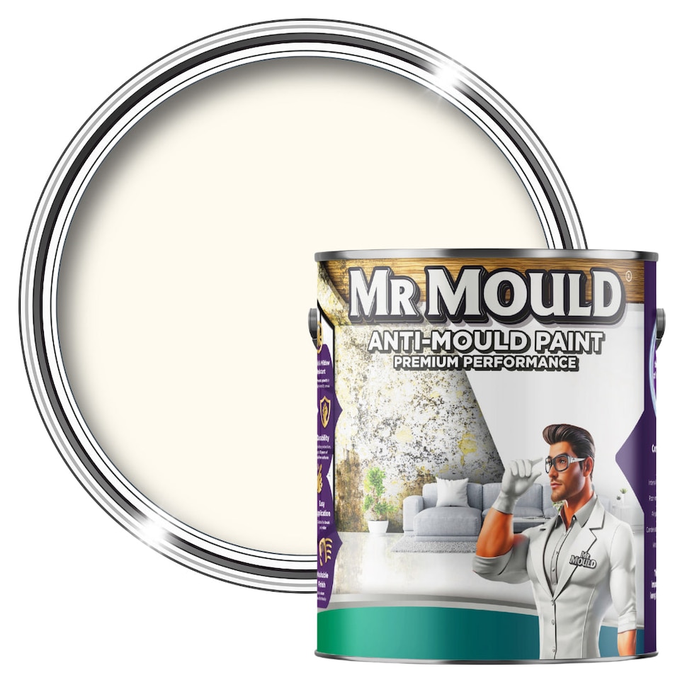 image 1 of MR MOULD - Anti-Mould Paint - Premium Colour & Protection for Interior Walls & Ceilings - White - 5L