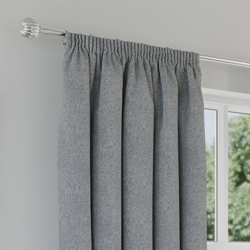 image 1 of Enhanced Living Dallas Blackout Thermal Grey Curtains with 3 inch Tape Top Header (PAIR) - 46x54 inch (117x137cm)