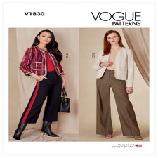 Vogue 1830 Paper Sewing Pattern – Women’s Trousers & Jackets, Size B5 (8–10–12–14–16), Intermediate