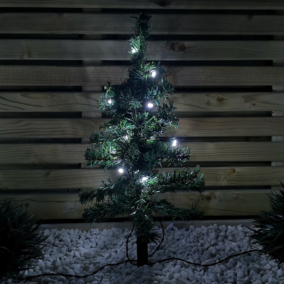 image 1 of 6pc 5m Christmas Green Tree Outdoor Path Lights with 15 White LEDs per Tree | Green | Green