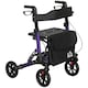 image 6 of HOMCOM Folding Rollator Walker with Seat, Backrest, Bag, 4 Wheels, Purple