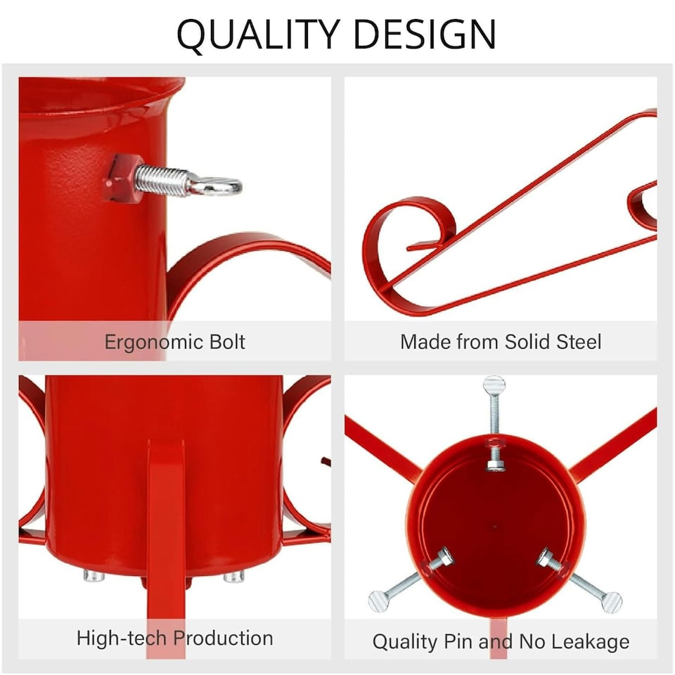 image 1 of Holly International Traditional Metal Scroll Leg Christmas Tree Stand for Real Trees to 2.4m - Red