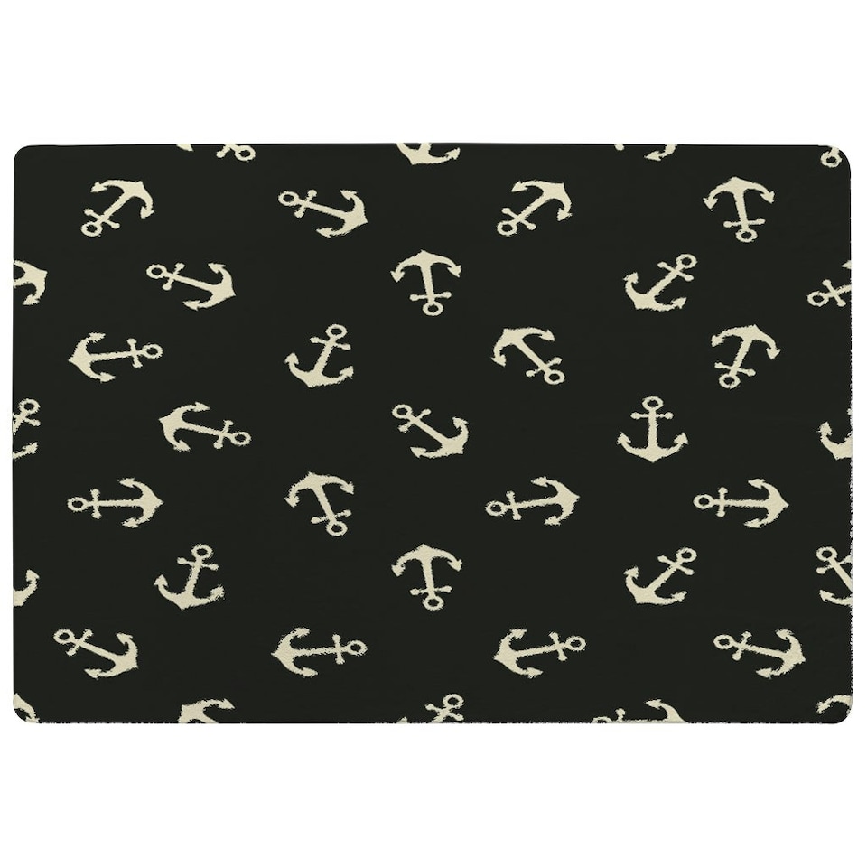 image 1 of Anchors on Black Background (Rug) Black | Large: 140x200cm