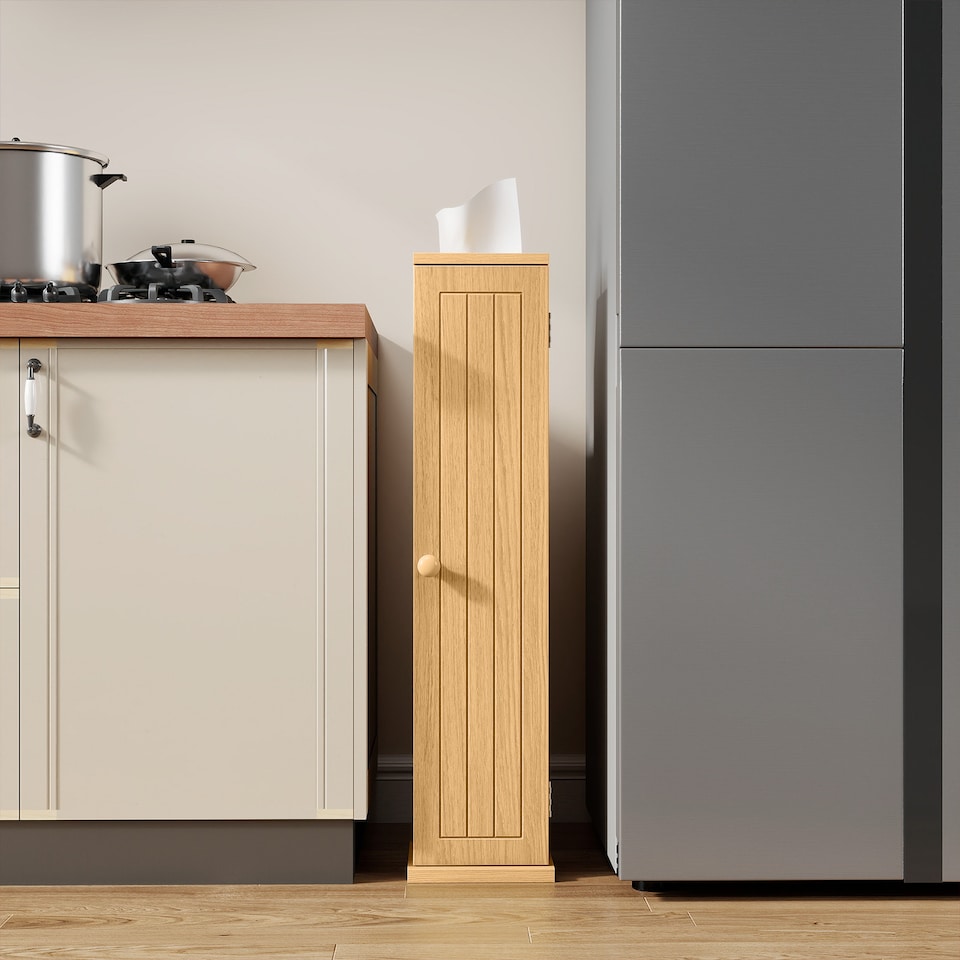 image 1 of COSTWAY Compact Toilet Tissue Storage Tower Toilet Natural