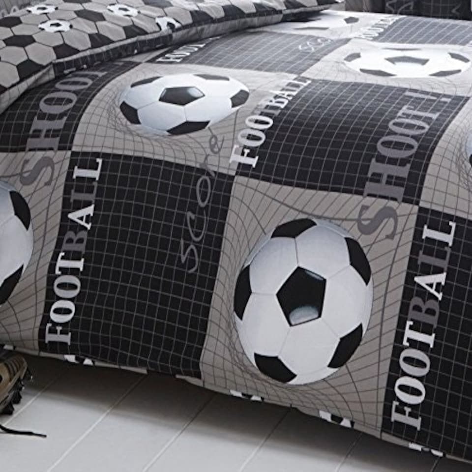 image 1 of Portfolio Home Shoot Football Reversible Soft Easy Care Bed Linen Bedding Duvet Cover Quilt Set With Pillow Cases Multi | Single