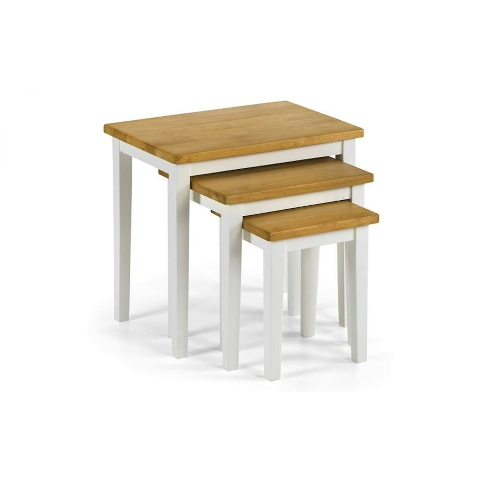 image 1 of Stylish White and Oak Nest of Tables | White | White