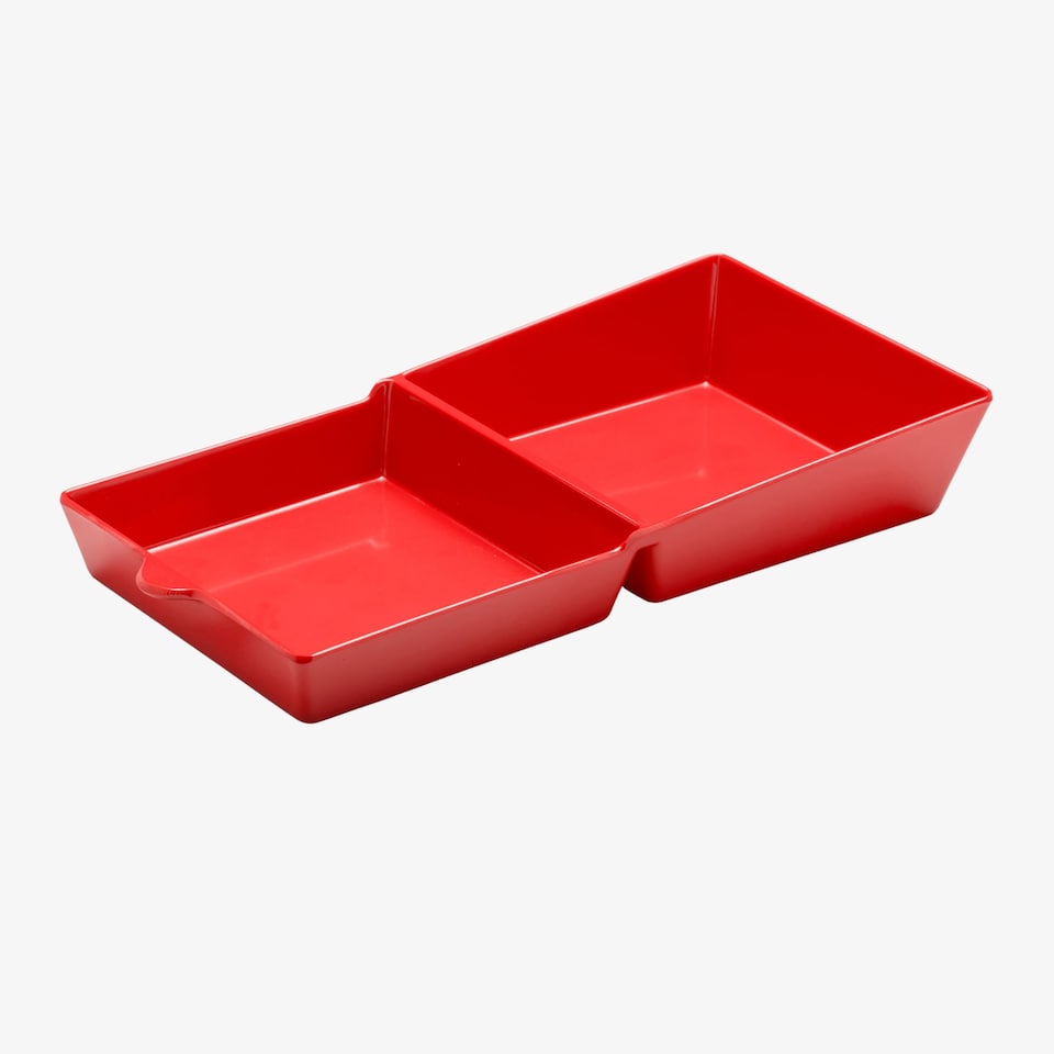 image 1 of Zeal Melamine Fakwaway Buger Box, Divided Serving Tray / Dish, Red