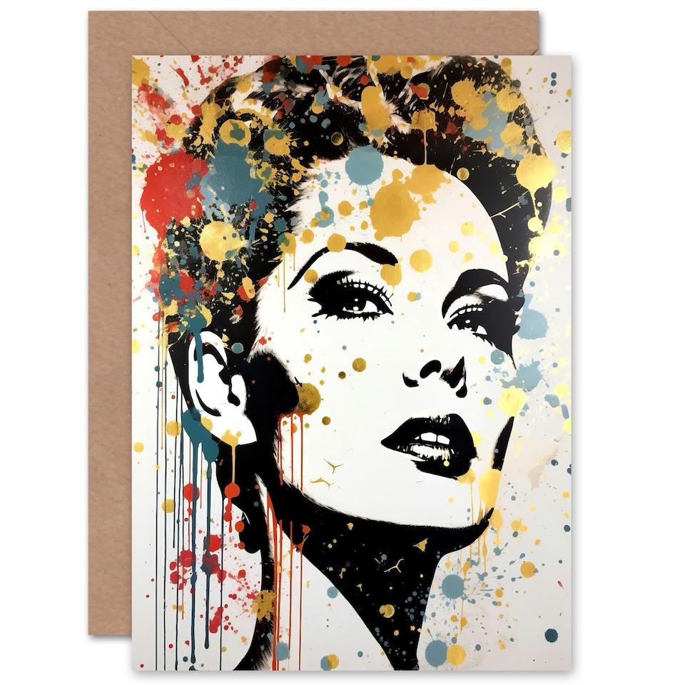 image 1 of Gold Female Retro Glamour Wife Birthday Card