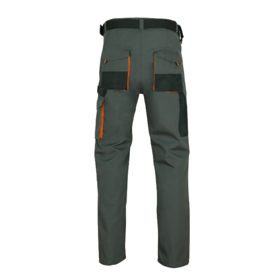 image 1 of ArtMas Grey Orange Work Trousers for Men  Durable Design with Knee Pad Pockets Cargo Storage and Reinforced Seams Size UK38