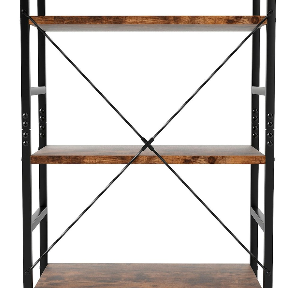 image 1 of Levede Bookshelf 5 Tier Open Display Shelf 157.5cm Storage Cabinet Bookcase Brown | Brown