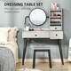 image 4 of HOMCOM Dressing Table Set with Mirror and Stool, Vanity Makeup Table with 3 Drawers and Open Shelves for Bedroom, Living Room, Grey