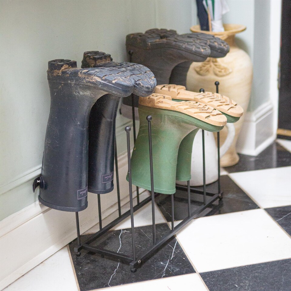 image 1 of Hammer and Tongs Steel Wellington Boot Rack - 6 Pair - Black | Black | Black