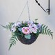 image 2 of Artificial Peonies and Hydrangeas Hanging Floral Arrangement in Wicker Basket 32cm | Brown | Brown | 1