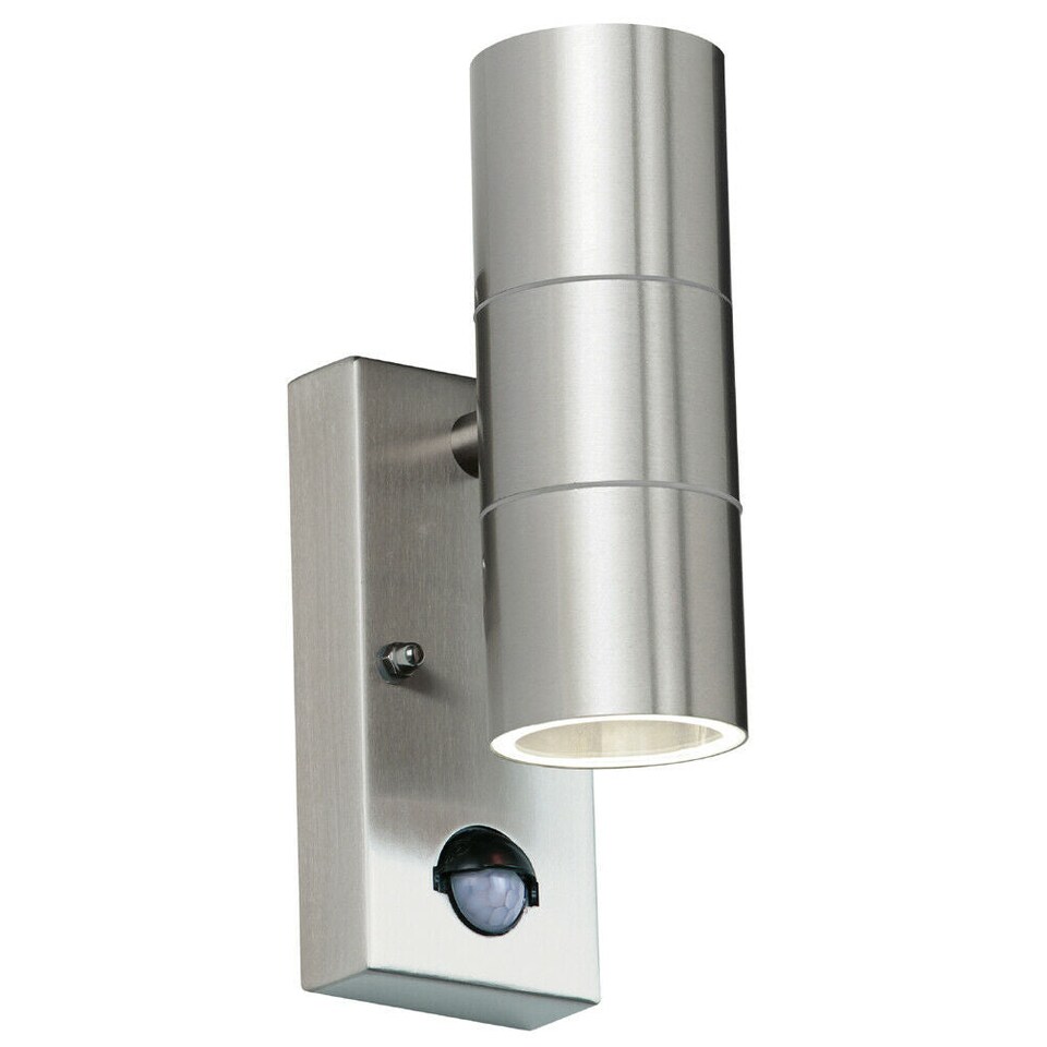 image 1 of IP44 Outdoor Twin Light Stainless Steel Round Doorway Lamp Wall Porch Security