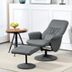 image 2 of HOMCOM PU Leather Armchair and Footrest Swivel Recliner Grey