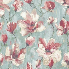 Grandeco Camilla Floral Vinyl Wallpaper - Pink/Teal - 10m x 53cm Pink