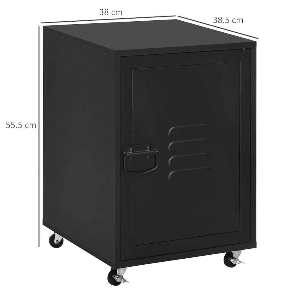 image 1 of HOMCOM Bedside Table, Rolling End Side Table, Mobile Storage Cabinet