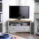 image 6 of Grey Oak Corner TV Stand Two Tone 1 Drawer Cabinet Television Unit Cable Tidy