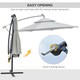 image 4 of Outsunny 3(m) Cantilever Parasol Hanging Banana Umbrella w/ lights, Light Grey