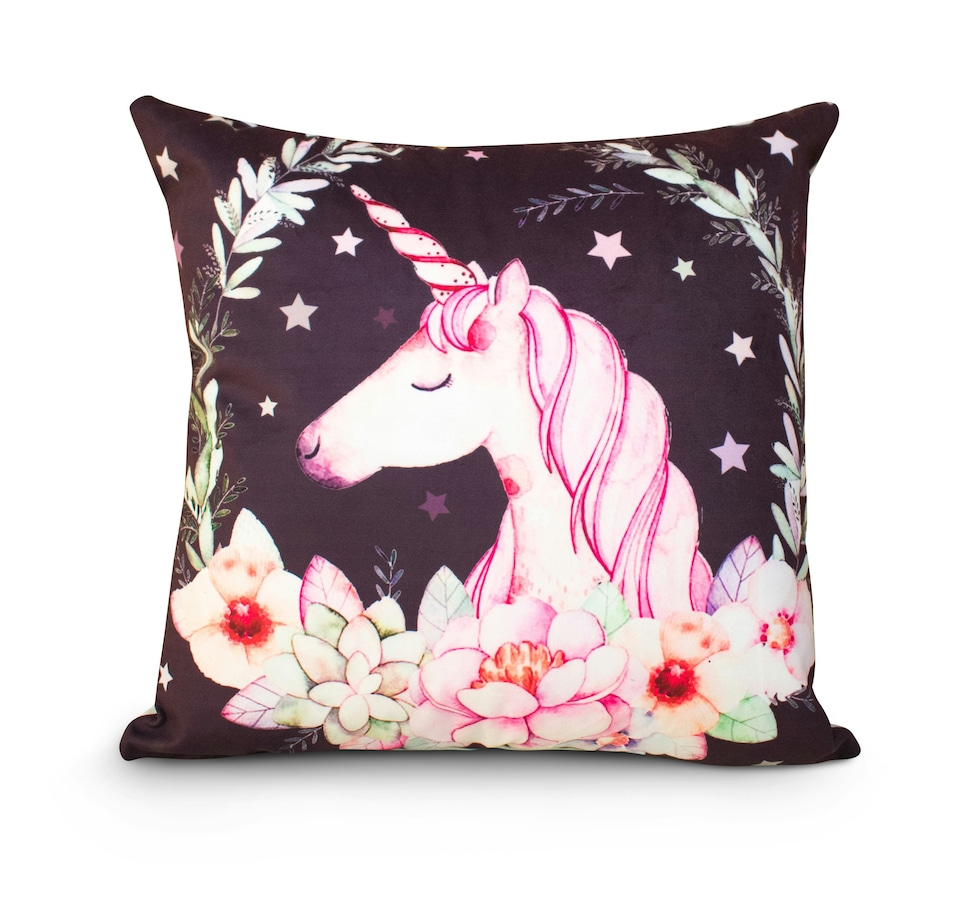 image 1 of Colourful Unicorn Printed Cushion - 43cm x 43cm | Multi | Unicorn Reef