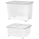 image 2 of 1 x 45L Clear Plastic Stackable Wheeled Storage Container With Folding Split Lid Clear