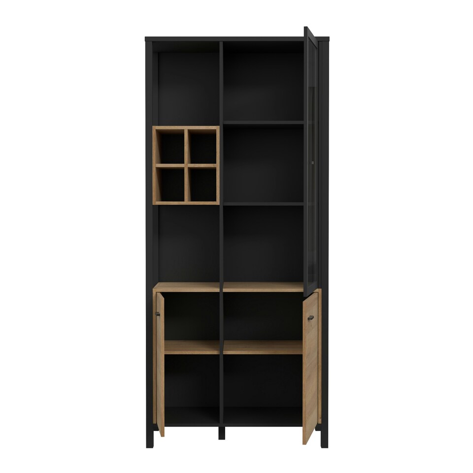 image 1 of High Rock Display Cabinet in Matt Black/Riviera Oak