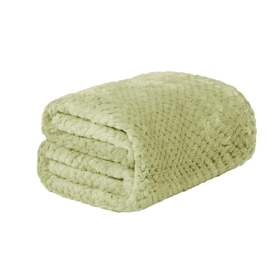 image 1 of Dreamscene Luxury Mink Waffle Blanket, 150x200cm - Sage Green