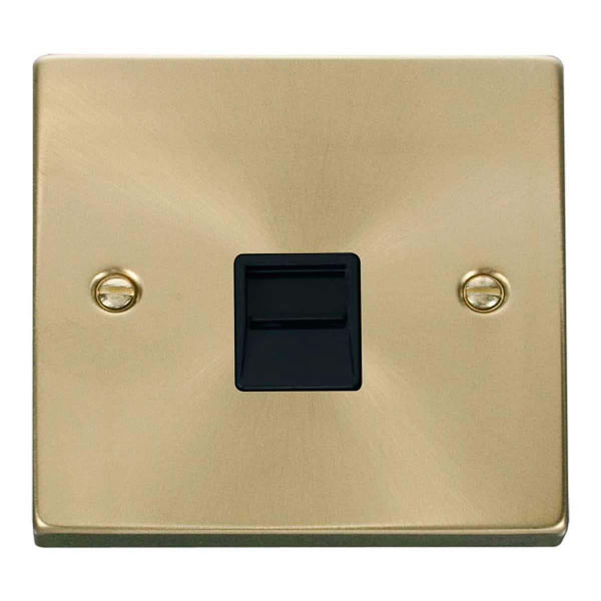 SE HOME Satin Brushed Brass Secondary Telephone Single Socket Gold Satin Brass
