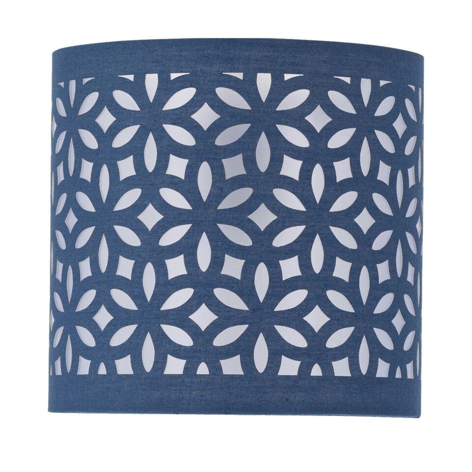 image 1 of Set of 2 Navy Blue Laser Cut 15.5cm Table Lamp Shades Blue
