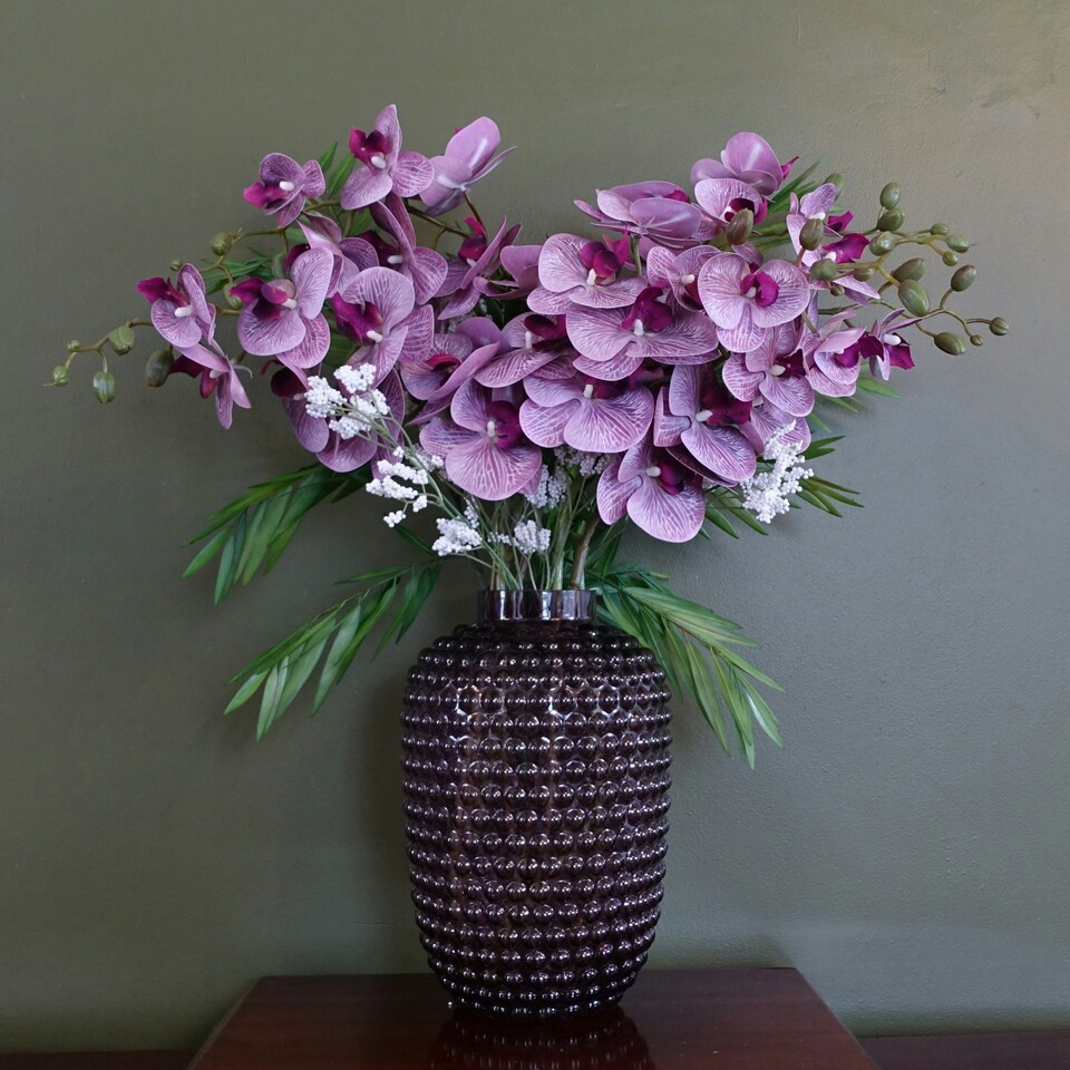 image 1 of 30cm Mulberry Purple Bubble Glass Vase Purple