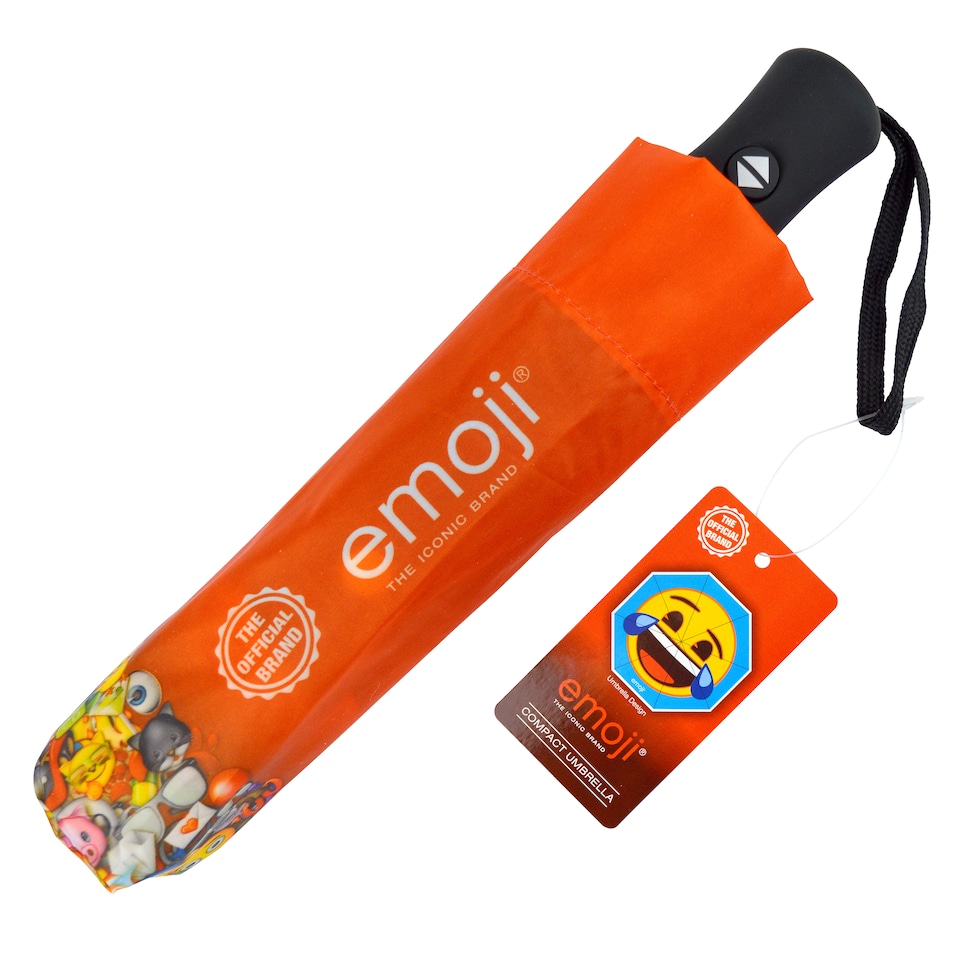 image 1 of Emoji Laughing Face Auto 3 Fold Compact Umbrella