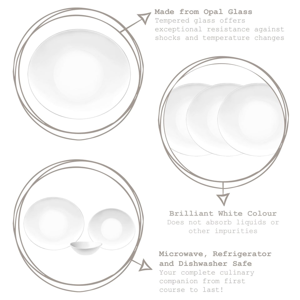 image 1 of Bormioli Rocco Prometeo Glass Dinner Plates - 27 x 24cm - White - Pack of 6