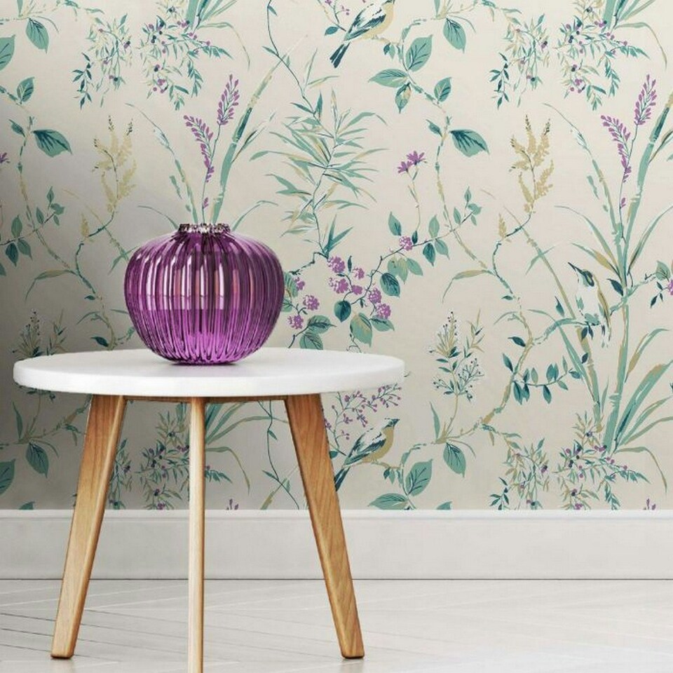 image 1 of Crown Mariko Bird Wallpaper - Natural - 10m x 53cm | Cream