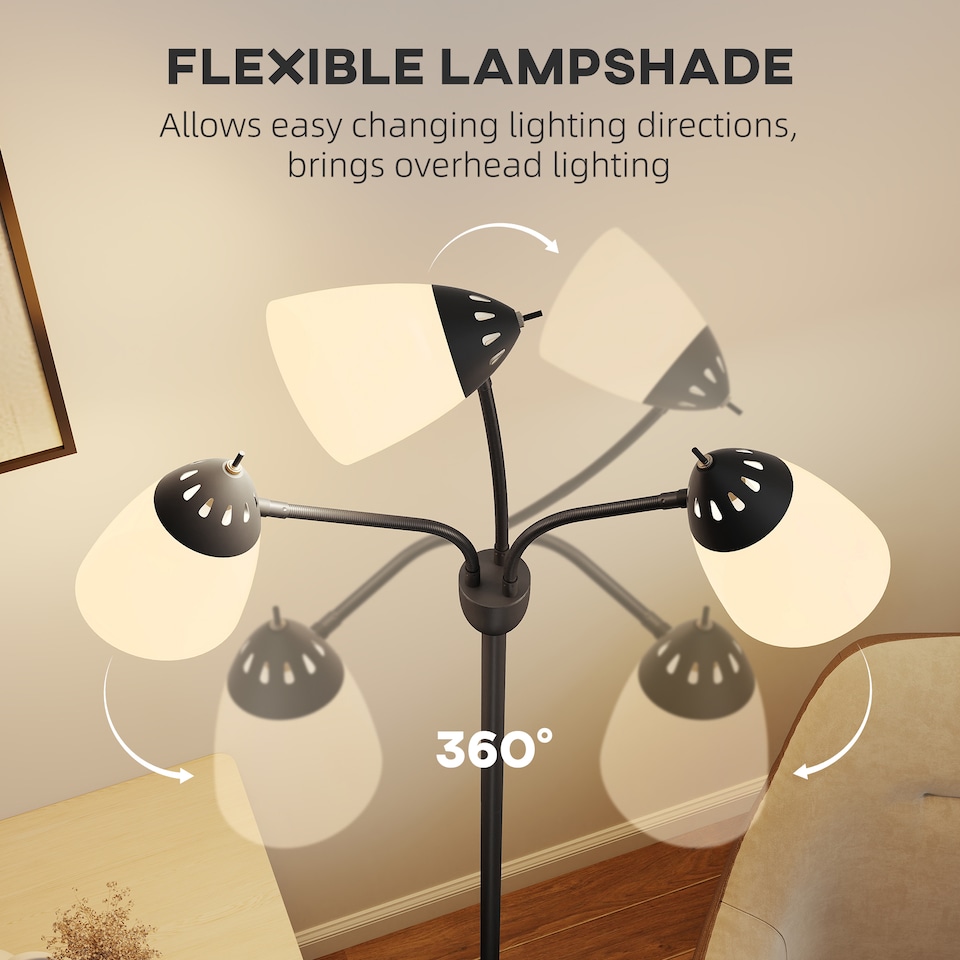 image 1 of HOMCOM Arc Tree Floor Lamp with 3000K/4500K/6500K Colour Temperatures Black