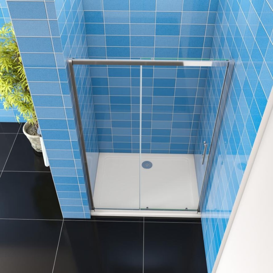image 1 of Aica Bathrooms 1000x1850mm Sliding Shower Enclosure Shower Screen WalK In Glass Door Cubicle Chrome