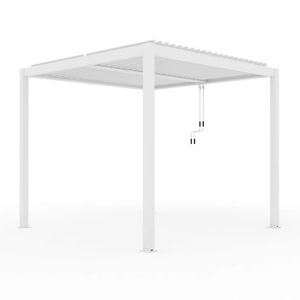 image 1 of Deluxe White Veranda with Louvered Shutter Roof 3m x 3m