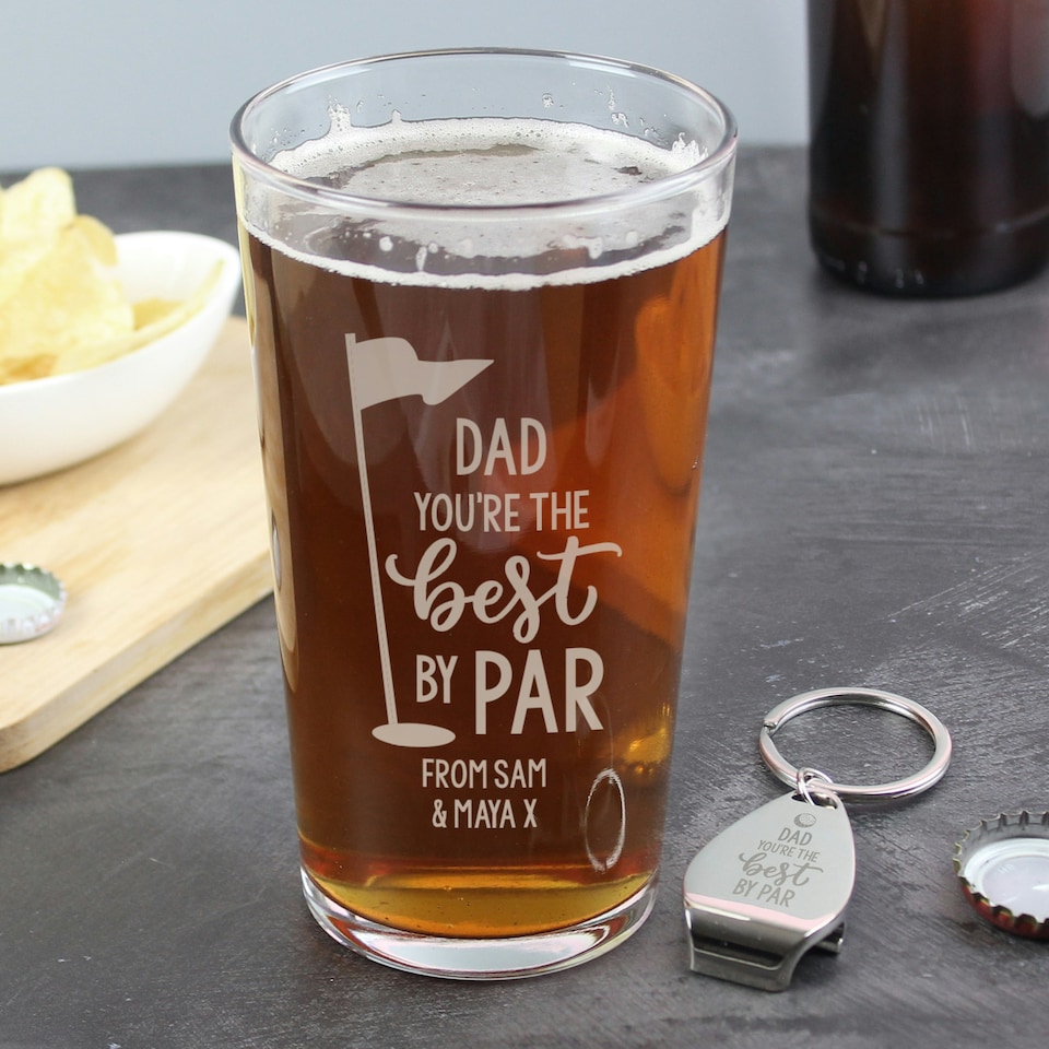 image 1 of Personalised By Par Pint Glass & Bottle Opener Clear
