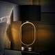 image 1 of ValueLights Antonia Charcoal with Chrome Inner Drum Shade Brushed Chrome Oval Table Lamp Silver