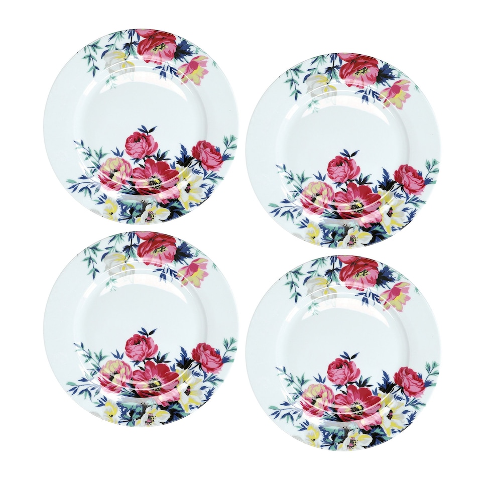 image 1 of Mikasa Set of 4 Clovelly Floral Porcelain Dinner Plates