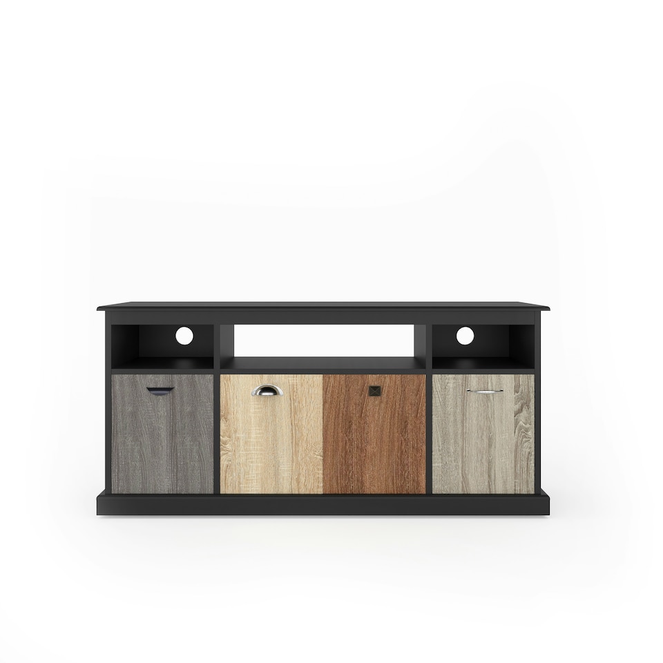 image 1 of Mercer TV Console with 4 Doors Multicolour/Black | Black | Black | One Size | 63