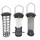 image 2 of Set of 3 Metal Bird Feeders Easy Fill Hanging Nut & Seed Feeders for Wild Birds Medium