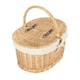 image 2 of Buff Oval Picnic Basket with White Lining | White | White