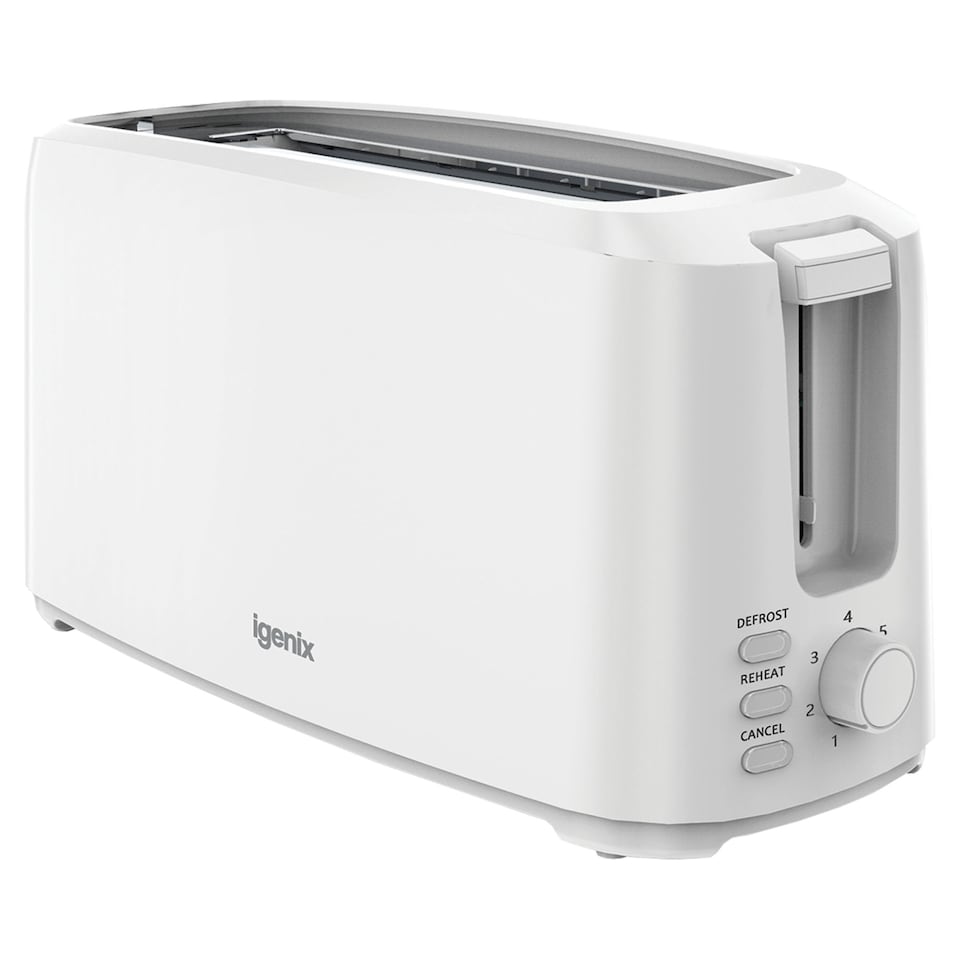 image 1 of Igenix IGT0420W, 4 Slice Long Slot Toaster, Matte White