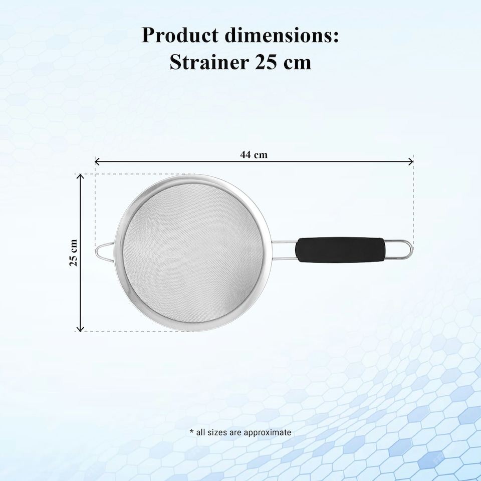 image 1 of Buckingham Stainless Steel Fine Mesh Sieve Strainer 26 cm Black Handle
