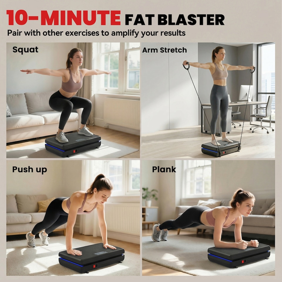 image 1 of SPORTNOW Vibration Plate Exercise Machine with 120 Speed Levels, 5 Programs | Black | Black | 48 x 32 x 13 cm