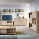 image 5 of Cestino 3 Sliding Door Cabinet in Jackson Hickory Oak and Rattan Effect